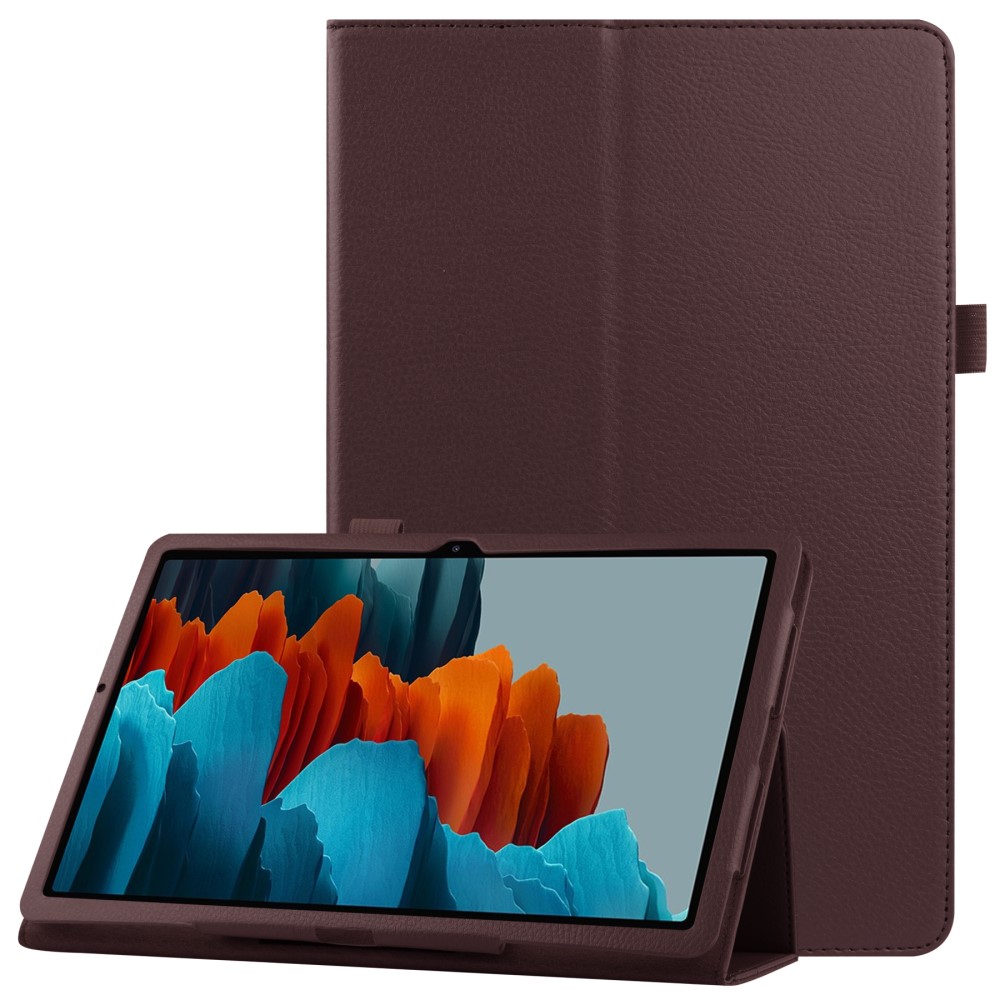  Samsung Galaxy Tab S7 Plus / Tab S8 Plus Litchi Läder Fodral Brun