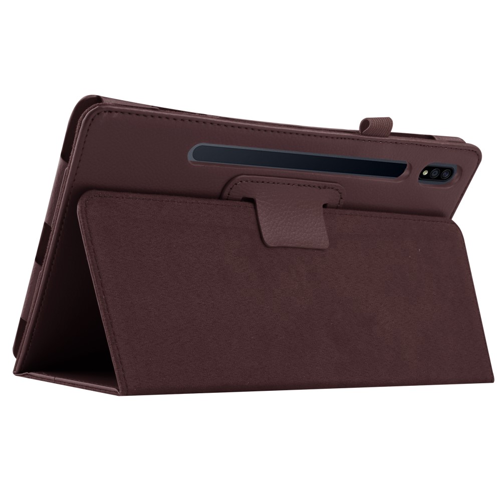  Samsung Galaxy Tab S7 Plus / Tab S8 Plus Litchi Läder Fodral Brun
