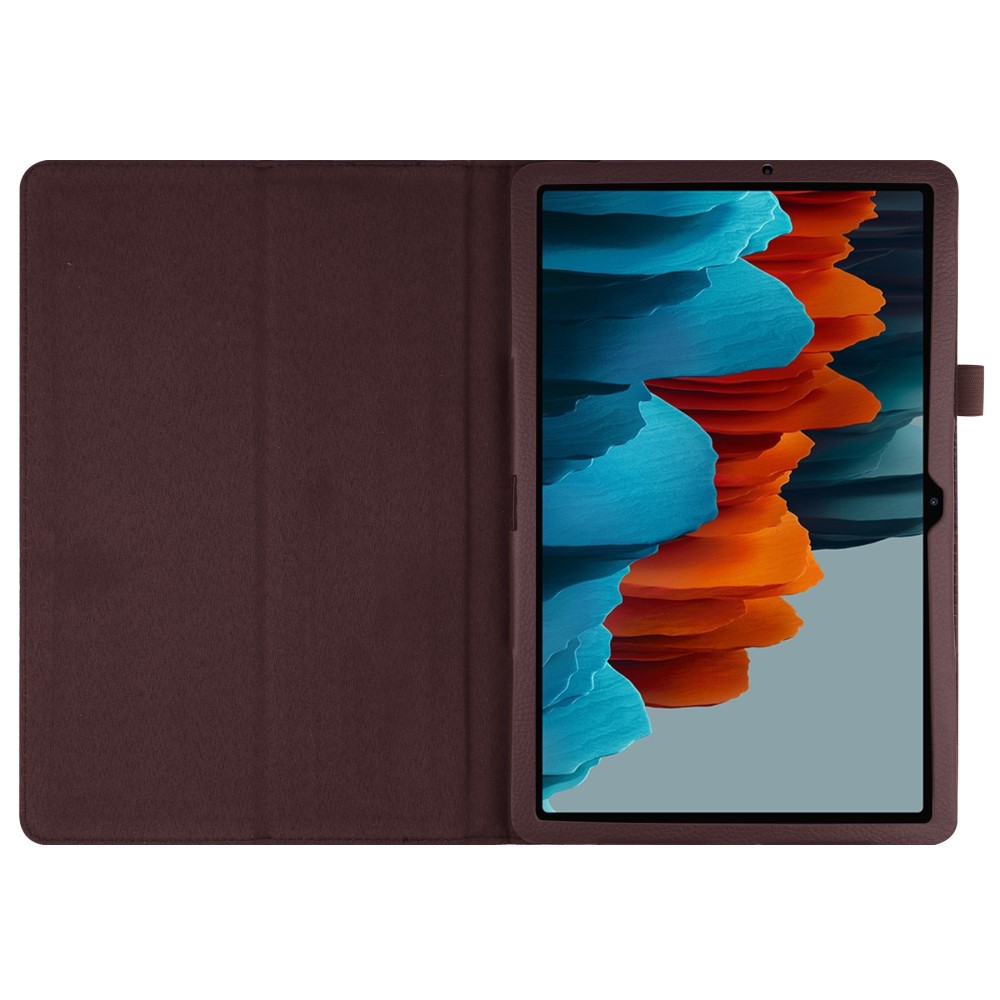  Samsung Galaxy Tab S7 Plus / Tab S8 Plus Litchi Läder Fodral Brun