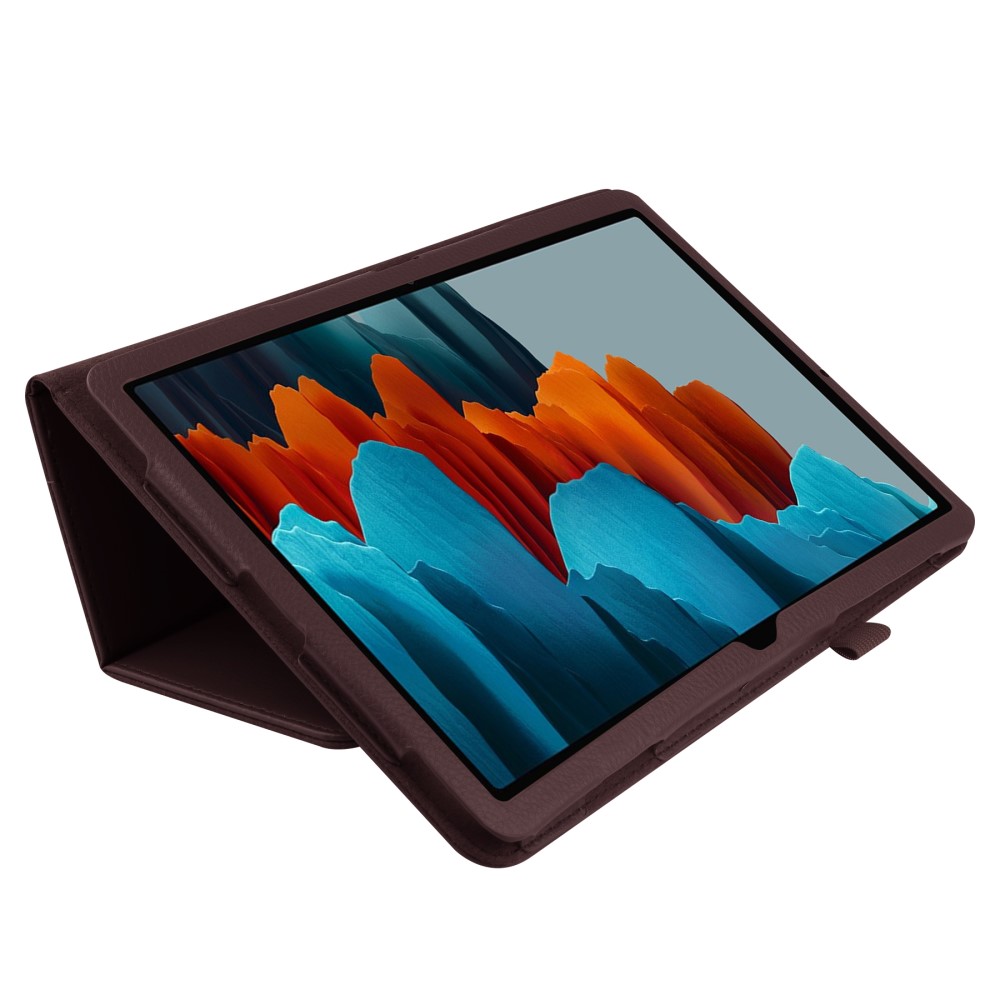  Samsung Galaxy Tab S7 Plus / Tab S8 Plus Litchi Läder Fodral Brun