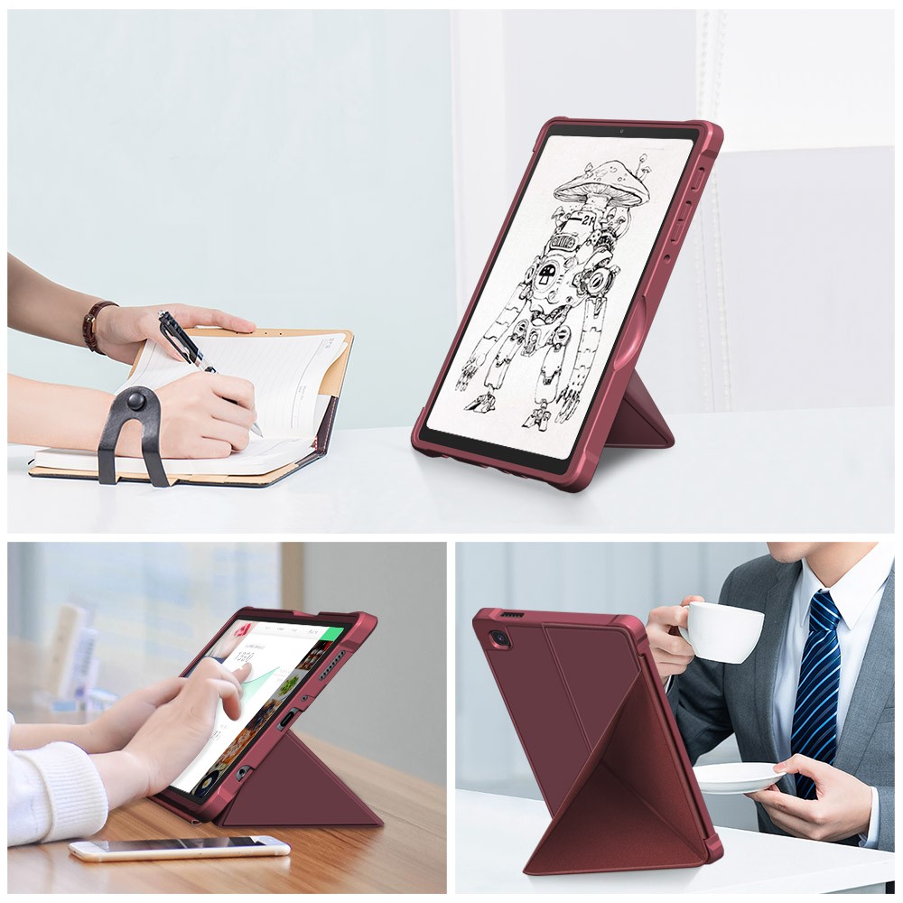  Samsung Galaxy Tab A7 Lite 8.7 - Origami Case Stand Fodral - Vinröd