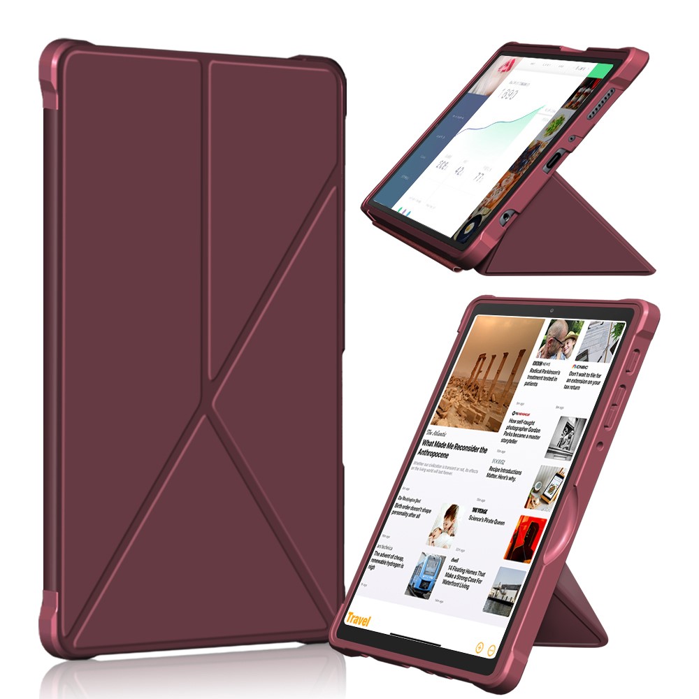  Samsung Galaxy Tab A7 Lite 8.7 - Origami Case Stand Fodral - Vinröd