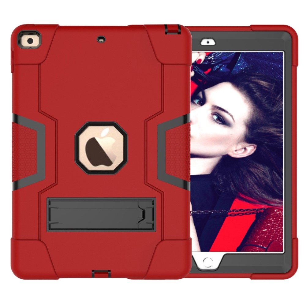  iPad 10.2 2019/2020/2021 Shockproof Hybrid Skal Med Kickstand Röd/Svart