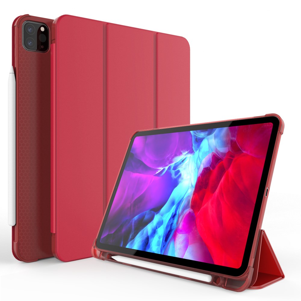  iPad Pro 11 (2018/2020/2021) - Tri-Fold Smart Fodral Pennhållare - Röd
