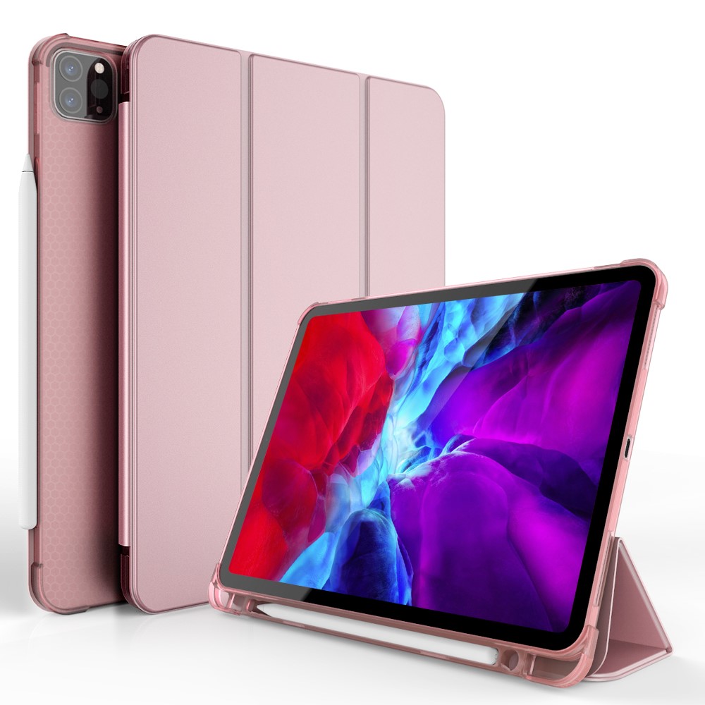  iPad Pro 11 (2018/2020/2021) - Tri-Fold Smart Fodral Pennhållare - Roséguld