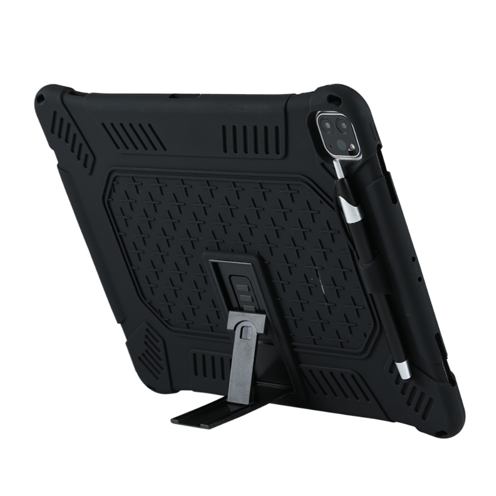  iPad Pro 12.9 (2018/2020/2021) - Hybrid Skal Kickstand Och Rem - Svart