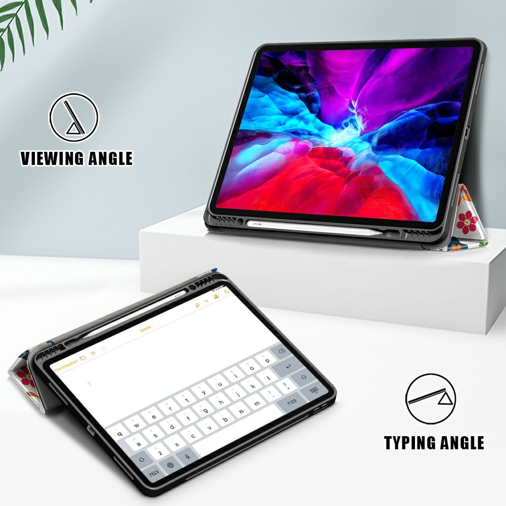  iPad Pro 12.9 (2020/2021) - Tri-Fold Fodral Med Pennhållare - Fjärilar