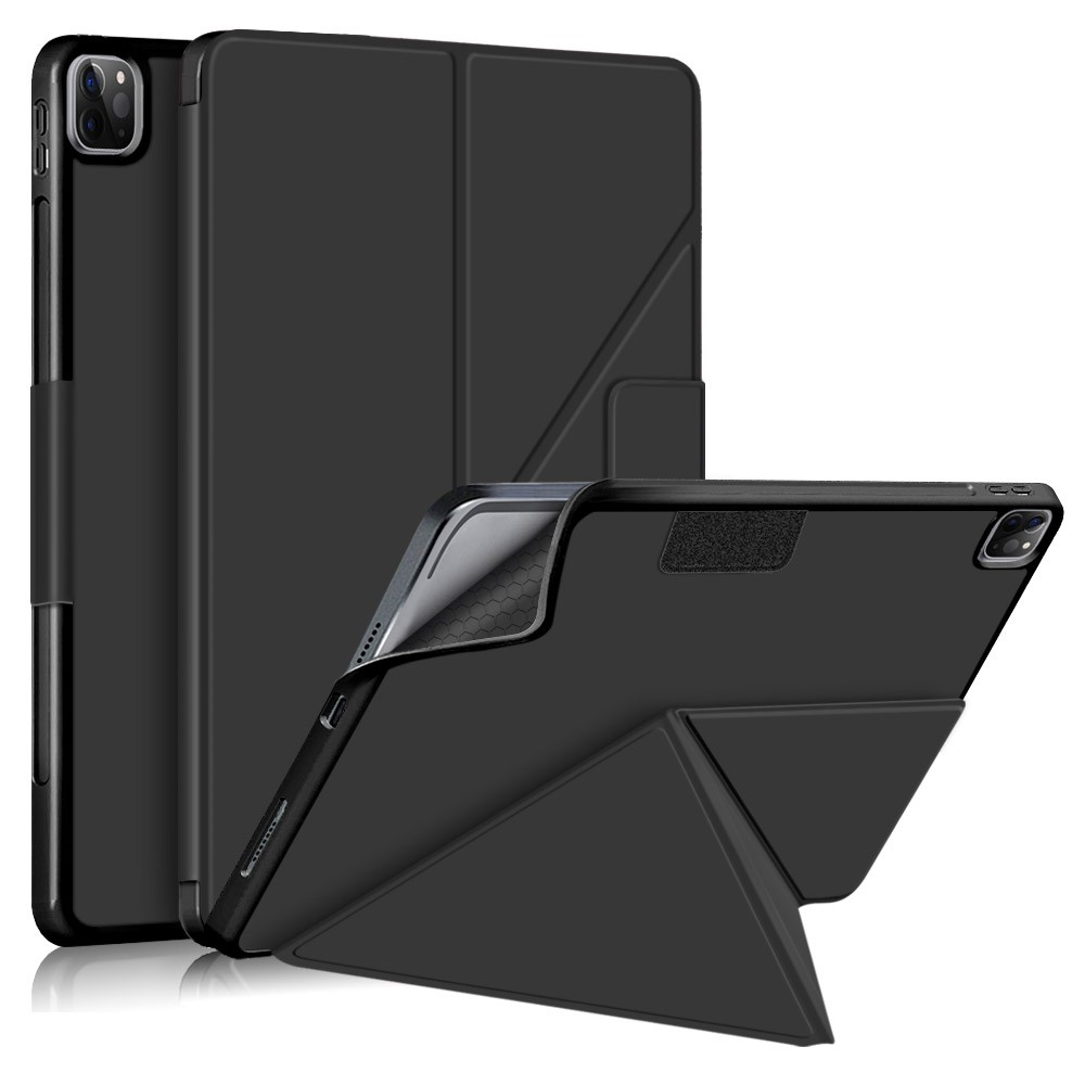  iPad Pro 12.9 (2018/2020/2021) - Origami Läder Fodral - Svart