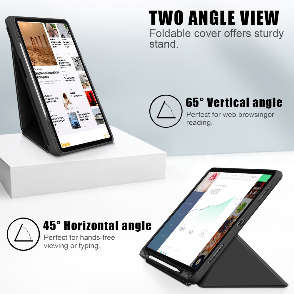  iPad Pro 12.9 (2018/2020/2021) - Origami Läder Fodral - Svart