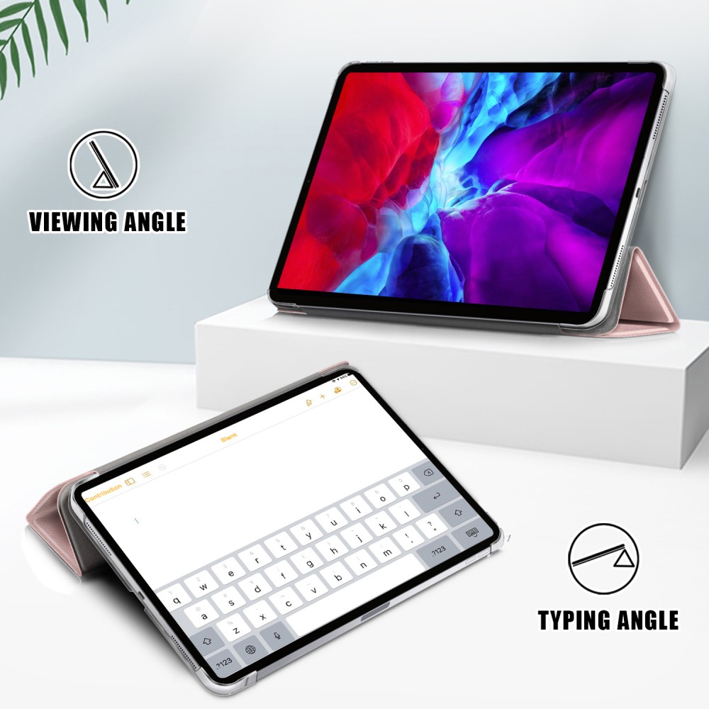  iPad Pro 12.9 (2018/2020/2021) - Tri-Fold Läder Fodral - Roséguld
