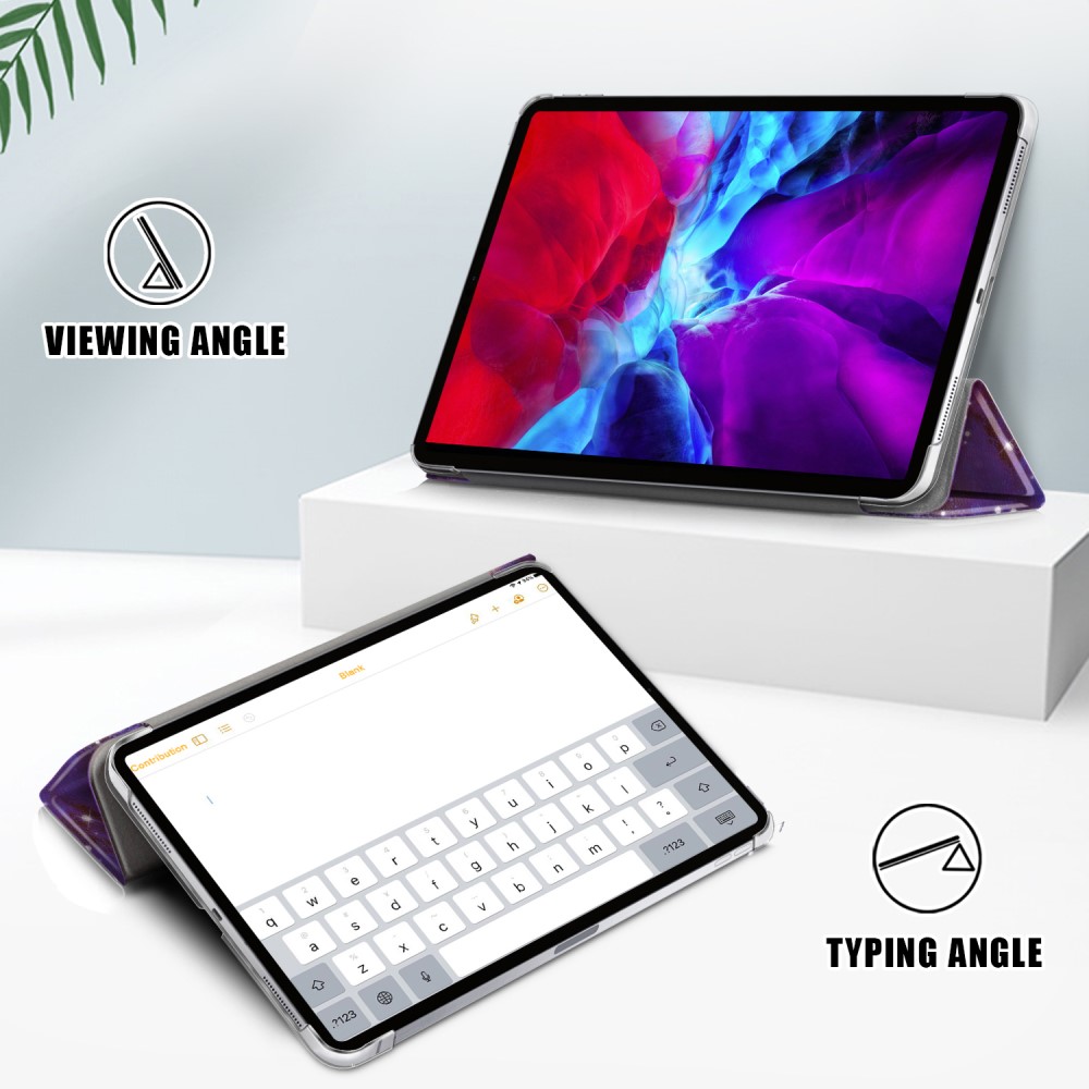  iPad Pro 12.9 (2018/2020/2021) - Tri-Fold Läder Fodral - Cosmic Space
