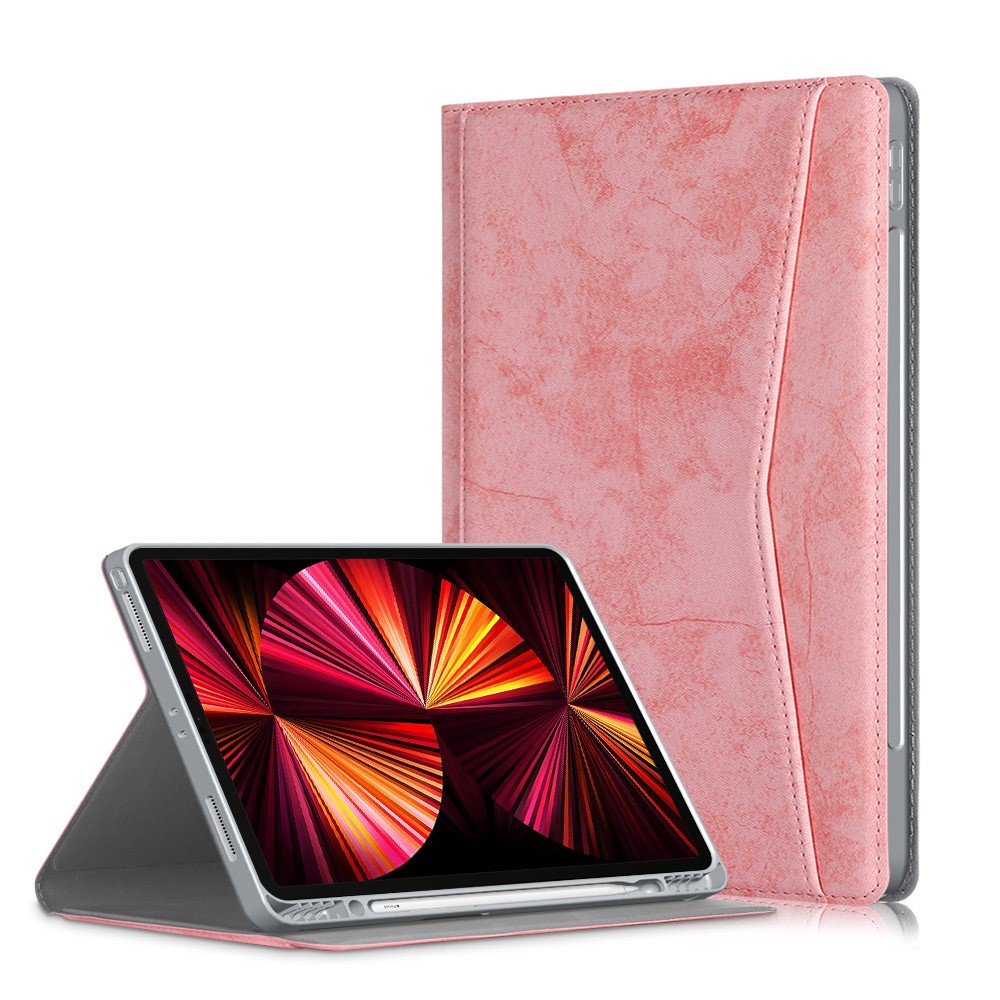  iPad Pro 12.9 (2018/2020/2021) - Fodral Med Frontficka Och Pennhållare - Rosa