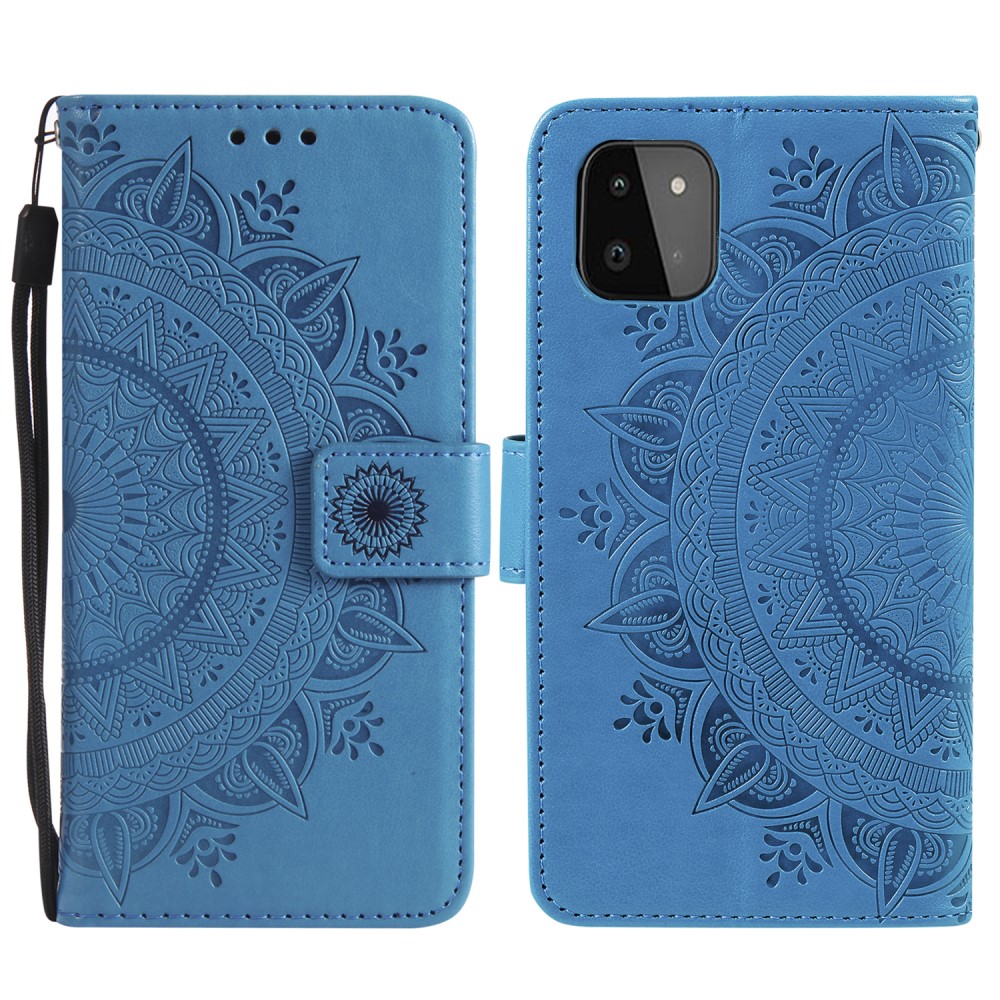  Samsung Galaxy A22 5G - Mandala Läder Fodral - Blå
