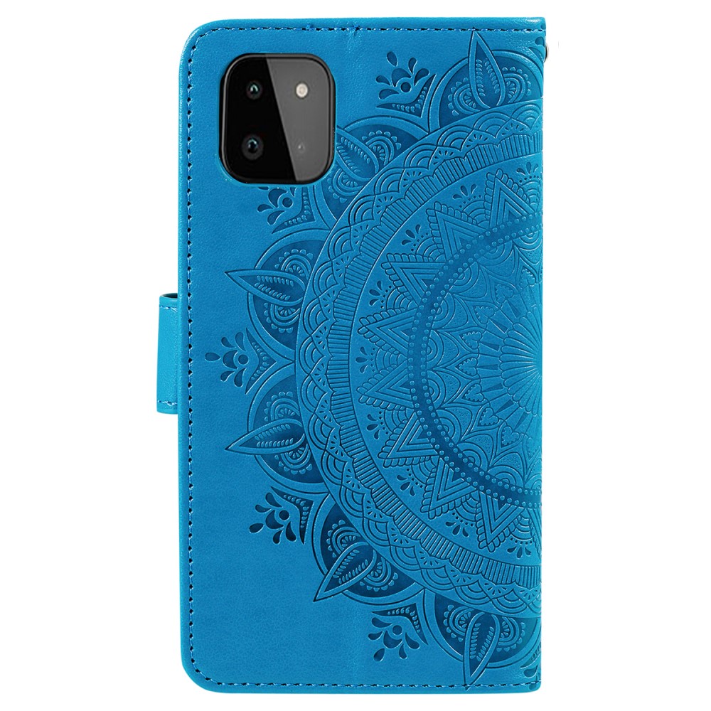  Samsung Galaxy A22 5G - Mandala Läder Fodral - Blå