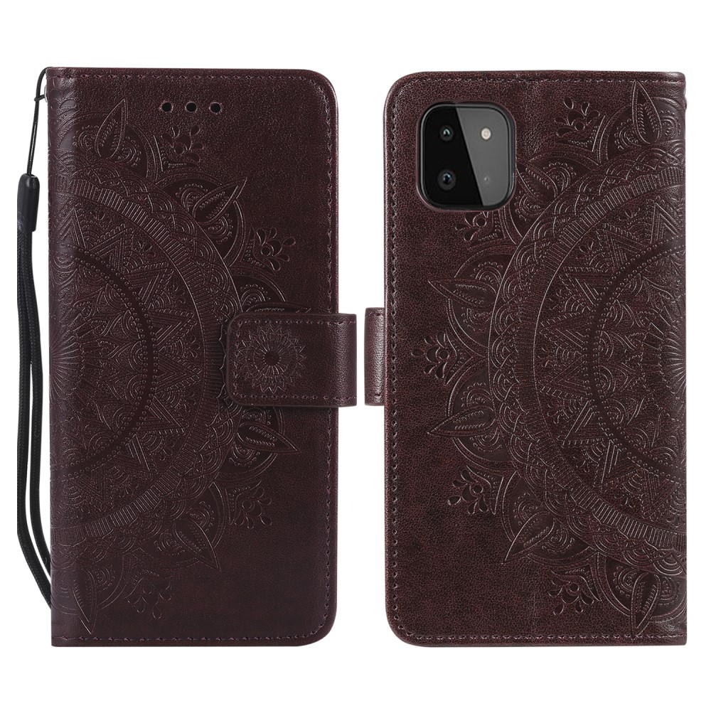  Samsung Galaxy A22 5G - Mandala Läder Fodral - Brun