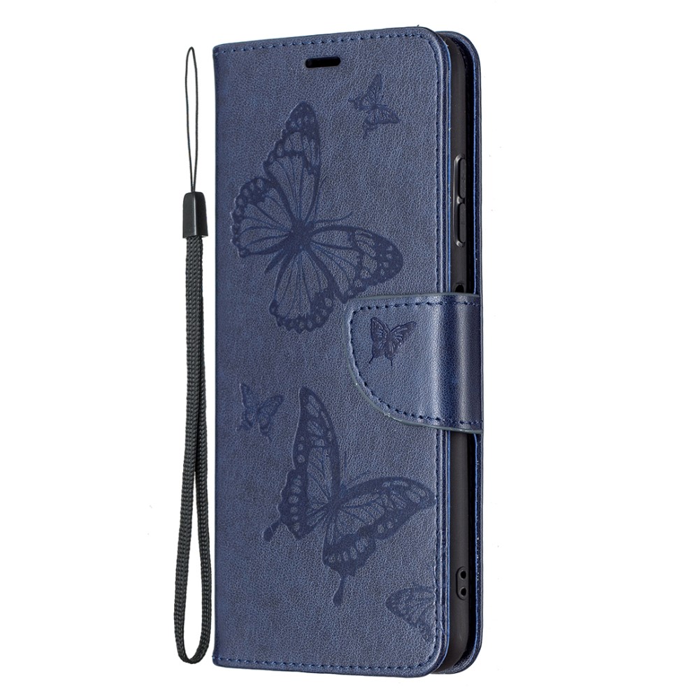  Samsung Galaxy A22 5G - Butterfly Läder Fodral - Mörk Blå