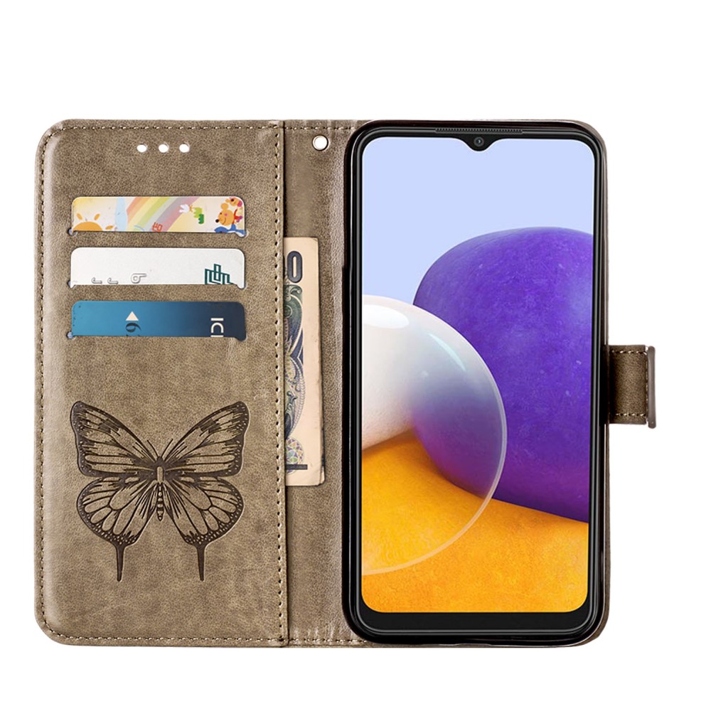  Samsung Galaxy A22 5G - Butterfly Plånboksfodral - Grå