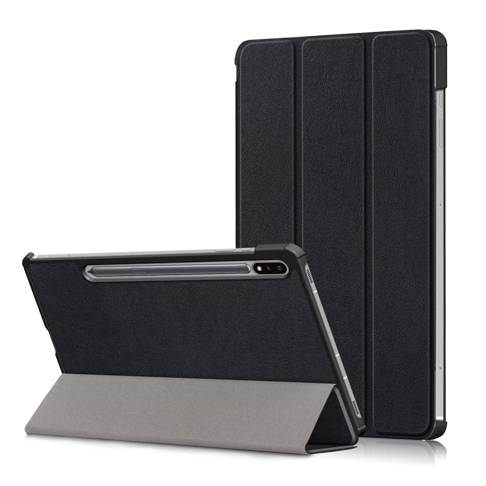  Galaxy Tab S7 FE/S7 Plus/S8 Plus Tri-Fold Läder Fodral Svart