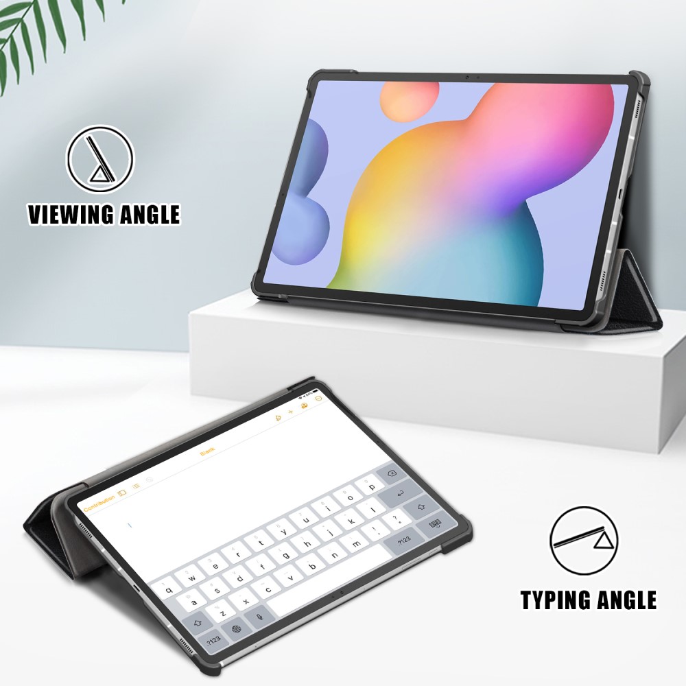  Galaxy Tab S7 FE/S7 Plus/S8 Plus Tri-Fold Läder Fodral Svart