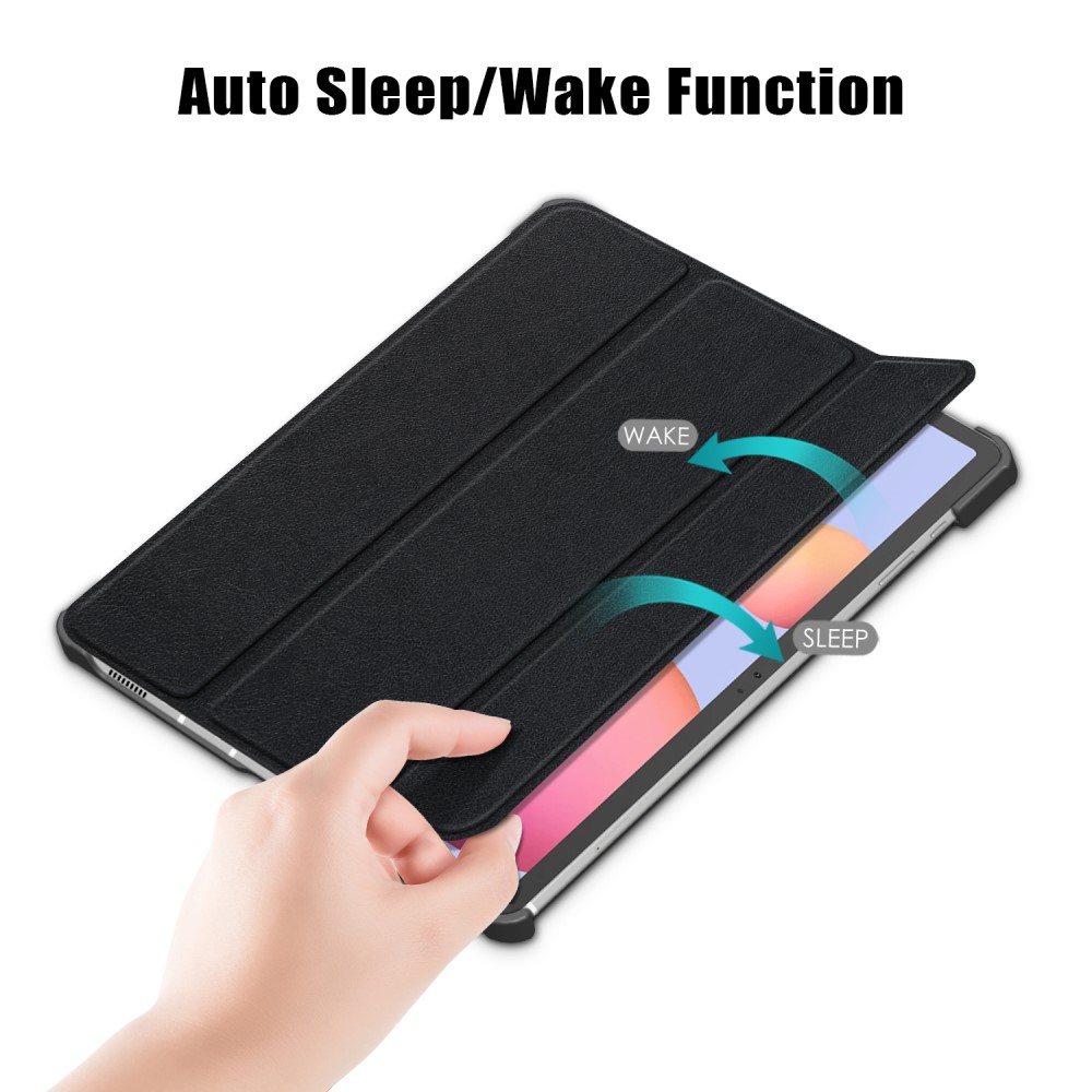  Galaxy Tab S7 FE/S7 Plus/S8 Plus Tri-Fold Läder Fodral Svart