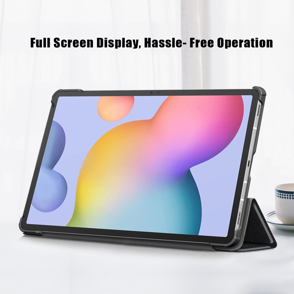  Galaxy Tab S7 FE/S7 Plus/S8 Plus Tri-Fold Läder Fodral Svart