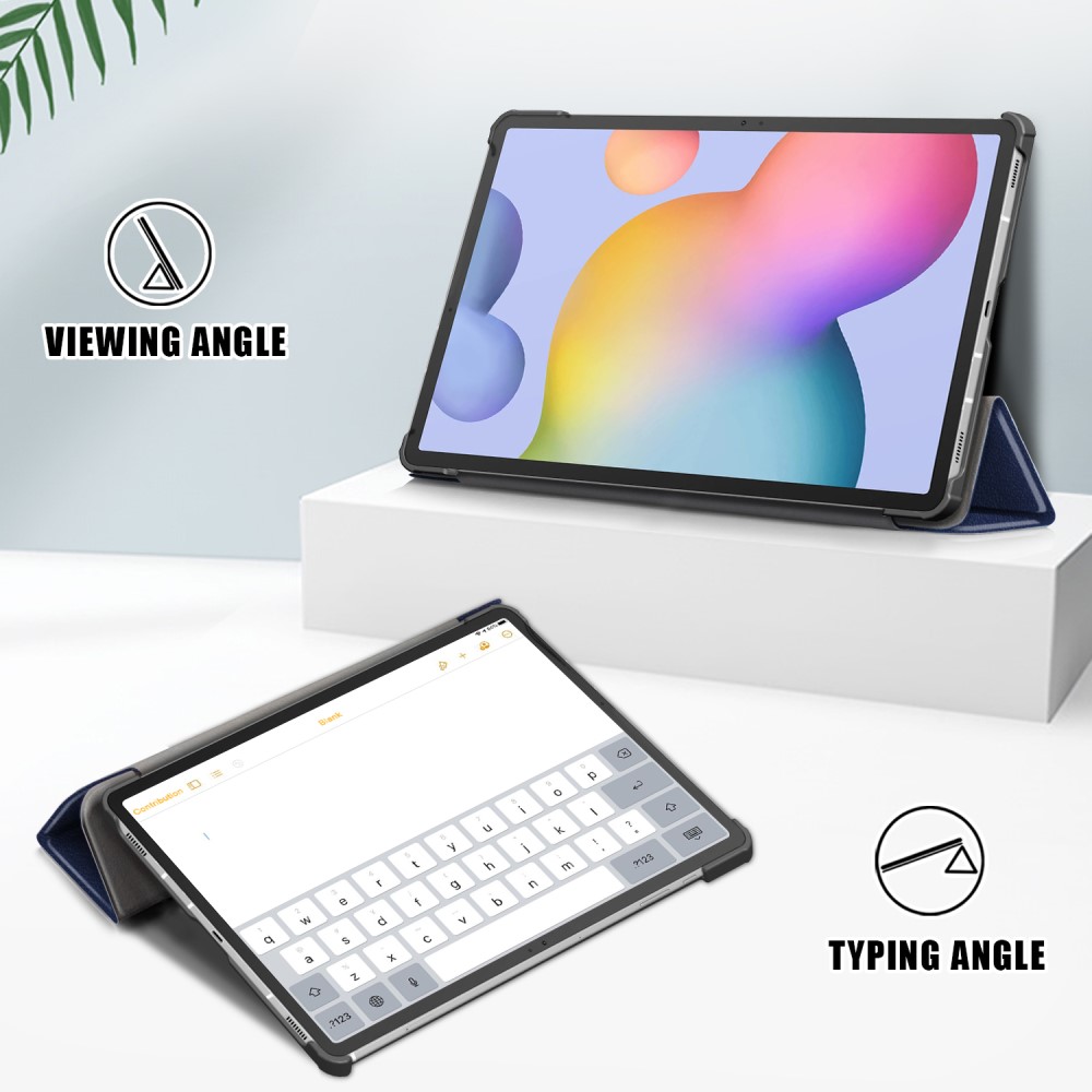  Galaxy Tab S7 FE/S7 Plus/S8 Plus Tri-Fold Läder Fodral Blå
