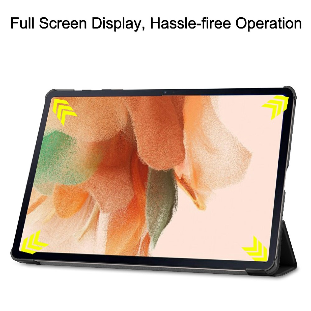  Samsung Galaxy Tab S7 FE / S7 Plus / S8 Plus Fodral Tri-Fold Svart