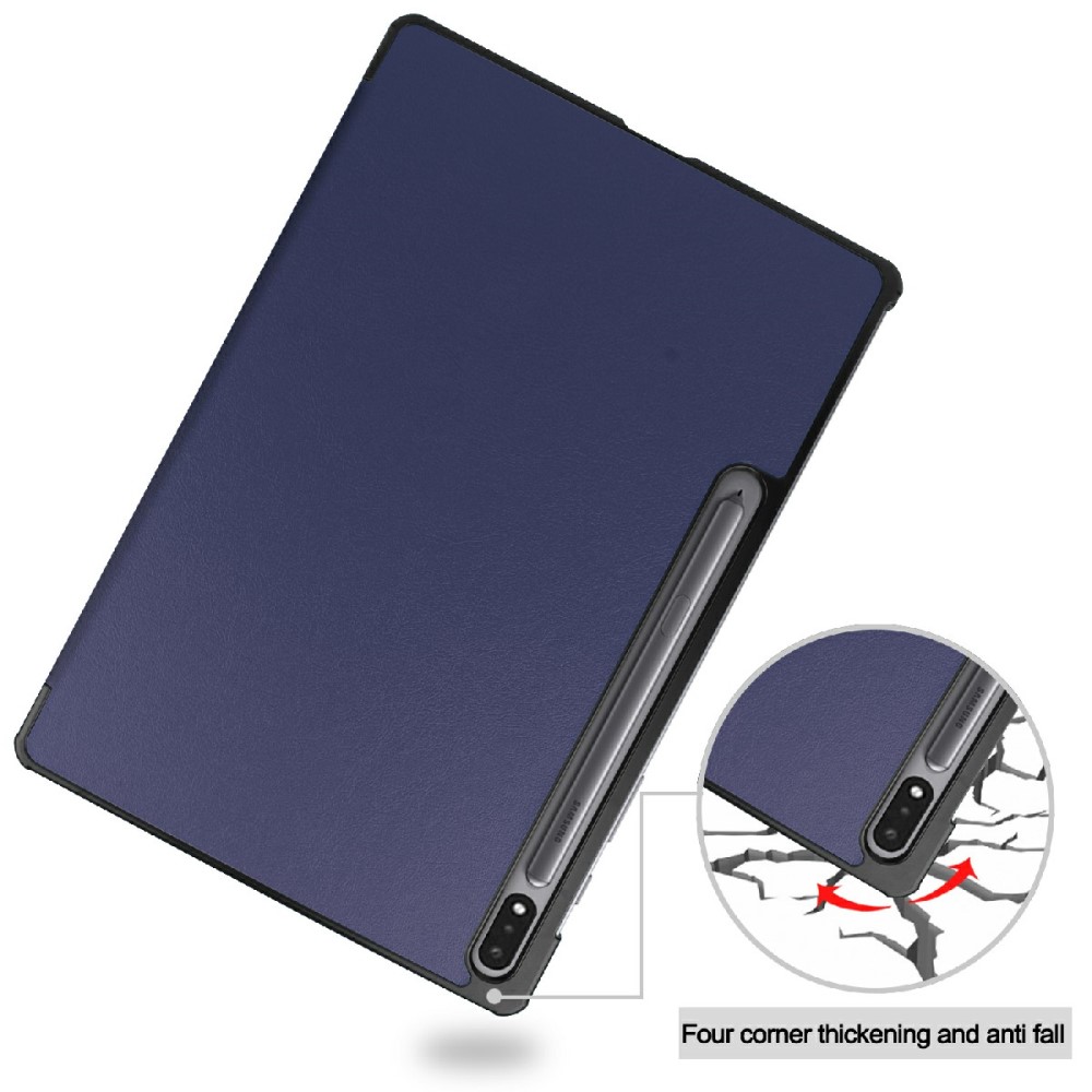  Samsung Galaxy Tab S7 FE / S7 Plus / S8 Plus Fodral Tri-Fold Mörk Blå