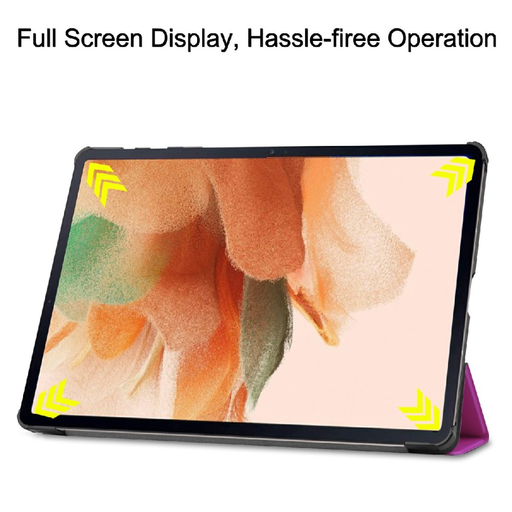  Samsung Galaxy Tab S7 FE / S7 Plus / S8 Plus Fodral Tri-Fold Lila