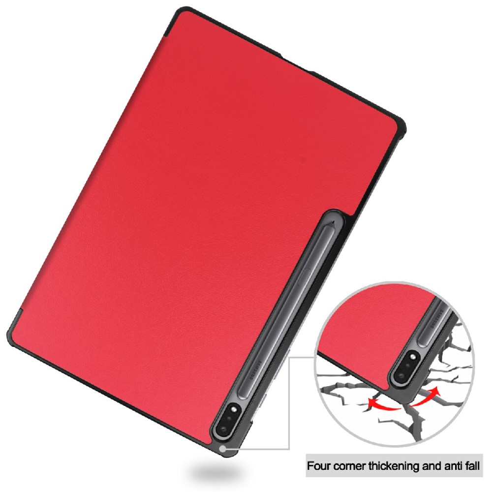  Samsung Galaxy Tab S7 FE / S7 Plus / S8 Plus Fodral Tri-Fold Röd