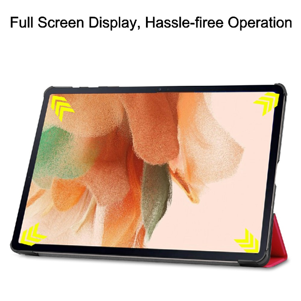  Samsung Galaxy Tab S7 FE / S7 Plus / S8 Plus Fodral Tri-Fold Röd