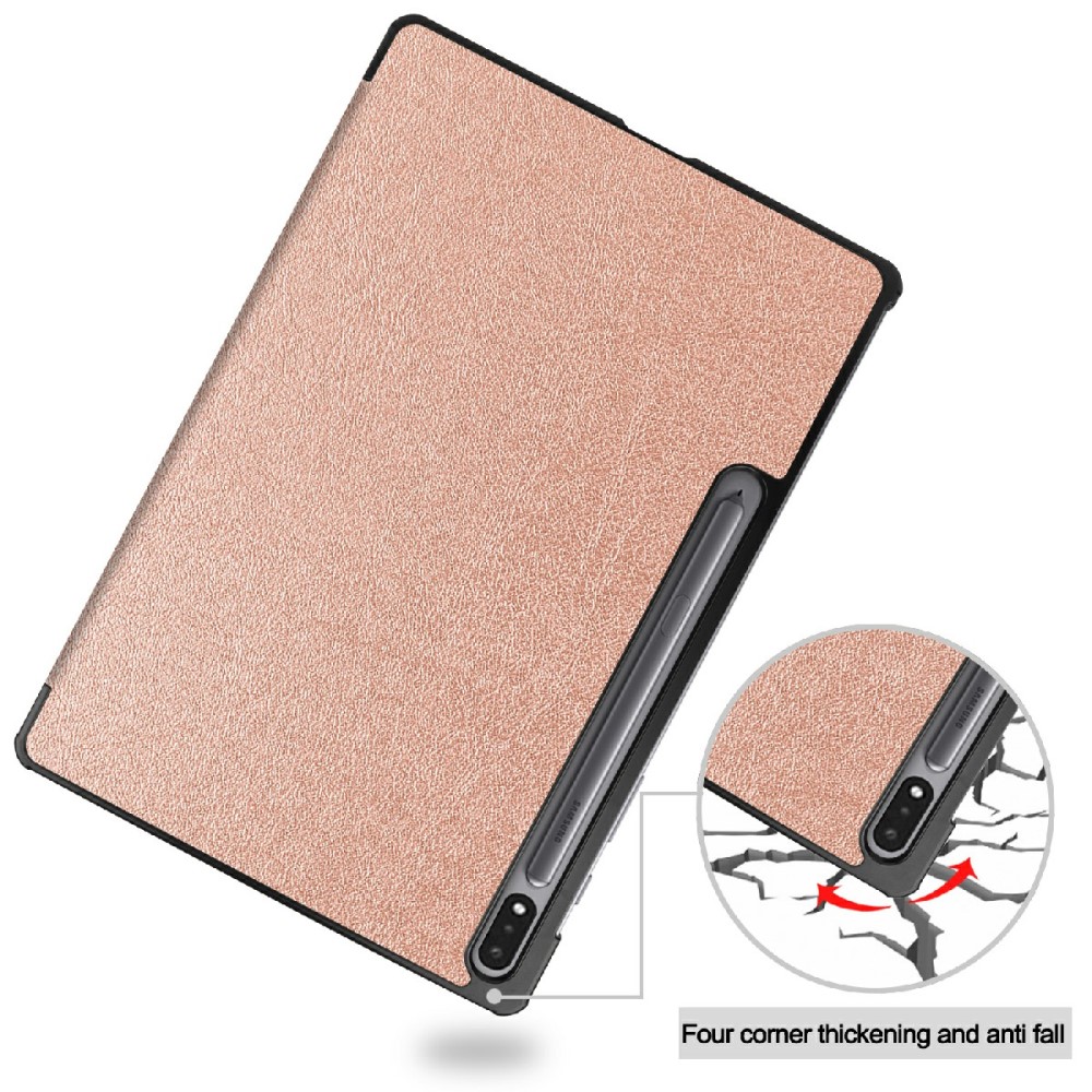  Samsung Galaxy Tab S7 FE / S7 Plus / S8 Plus Fodral Tri-Fold Roséguld