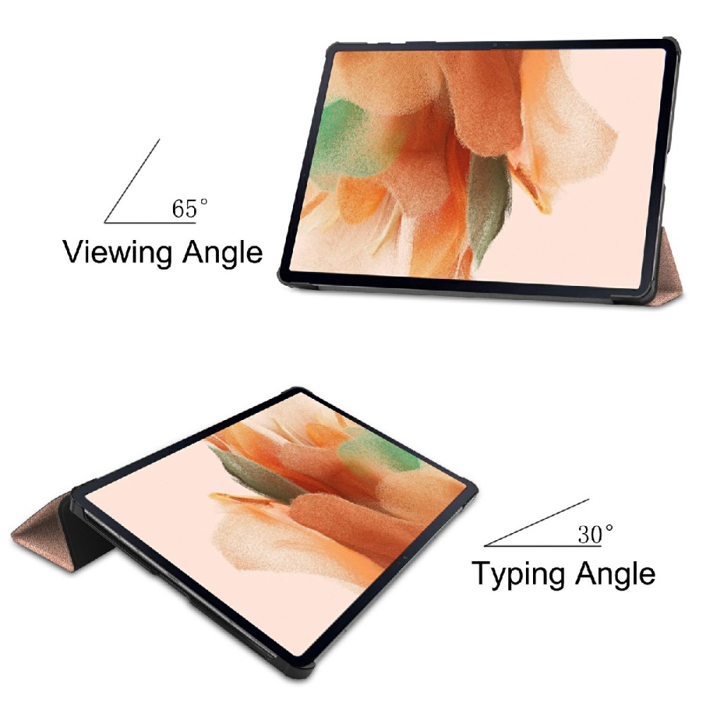  Samsung Galaxy Tab S7 FE / S7 Plus / S8 Plus Fodral Tri-Fold Roséguld