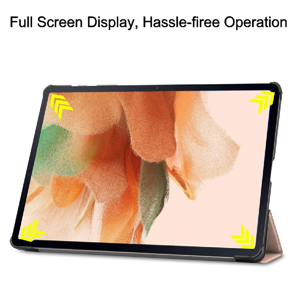  Samsung Galaxy Tab S7 FE / S7 Plus / S8 Plus Fodral Tri-Fold Roséguld