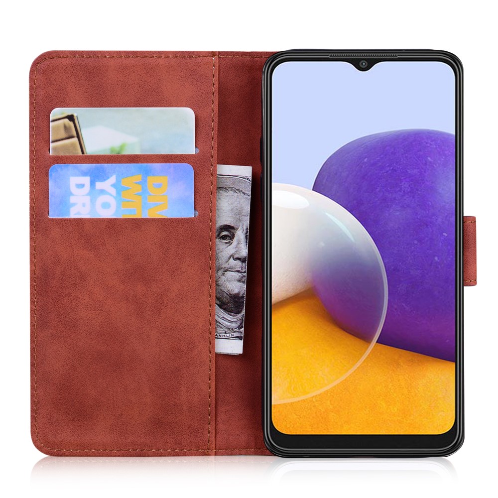  Samsung Galaxy A22 5G - Solid Läder Fodral - Brun
