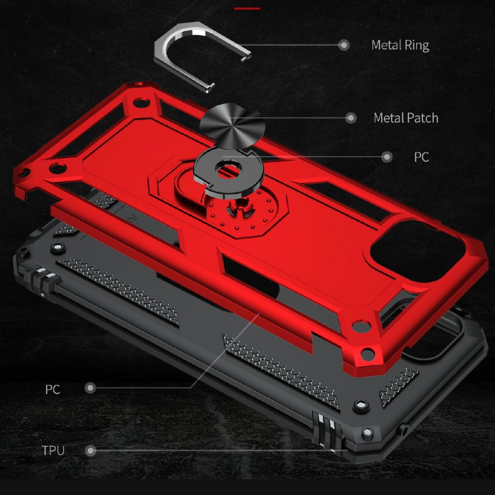  Samsung Galaxy A22 5G - Armor Hybrid Ring Skal - Röd