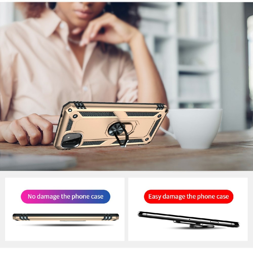  Samsung Galaxy A22 5G - Armor Hybrid Ring Skal - Guld