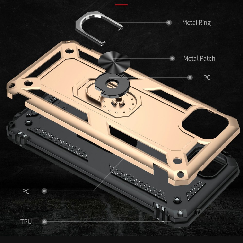  Samsung Galaxy A22 5G - Armor Hybrid Ring Skal - Guld