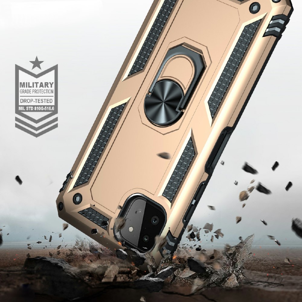  Samsung Galaxy A22 5G - Armor Hybrid Ring Skal - Guld