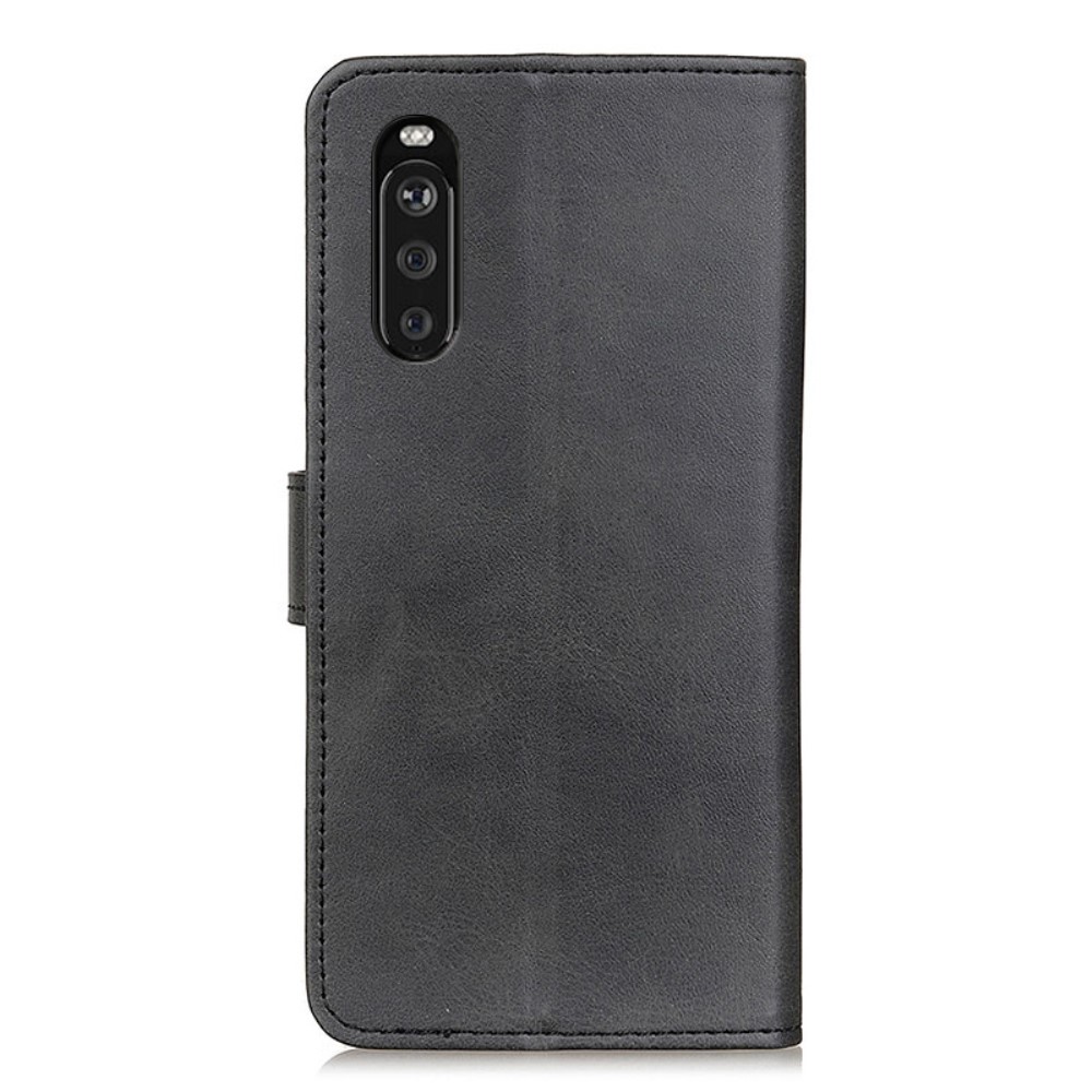  Sony Xperia 10 III - Solid Läder Fodral - Svart