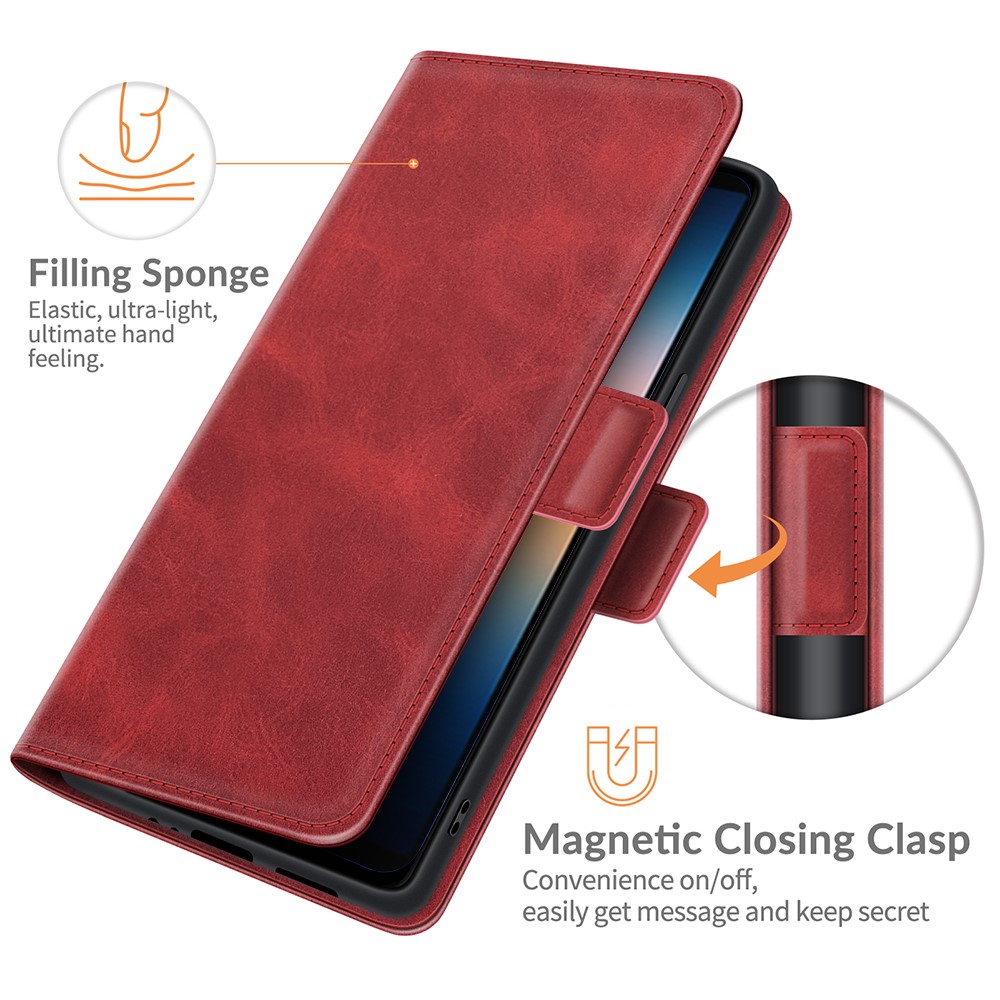  Sony Xperia 10 III - Fodral Med Magnetisk Stängning - Röd