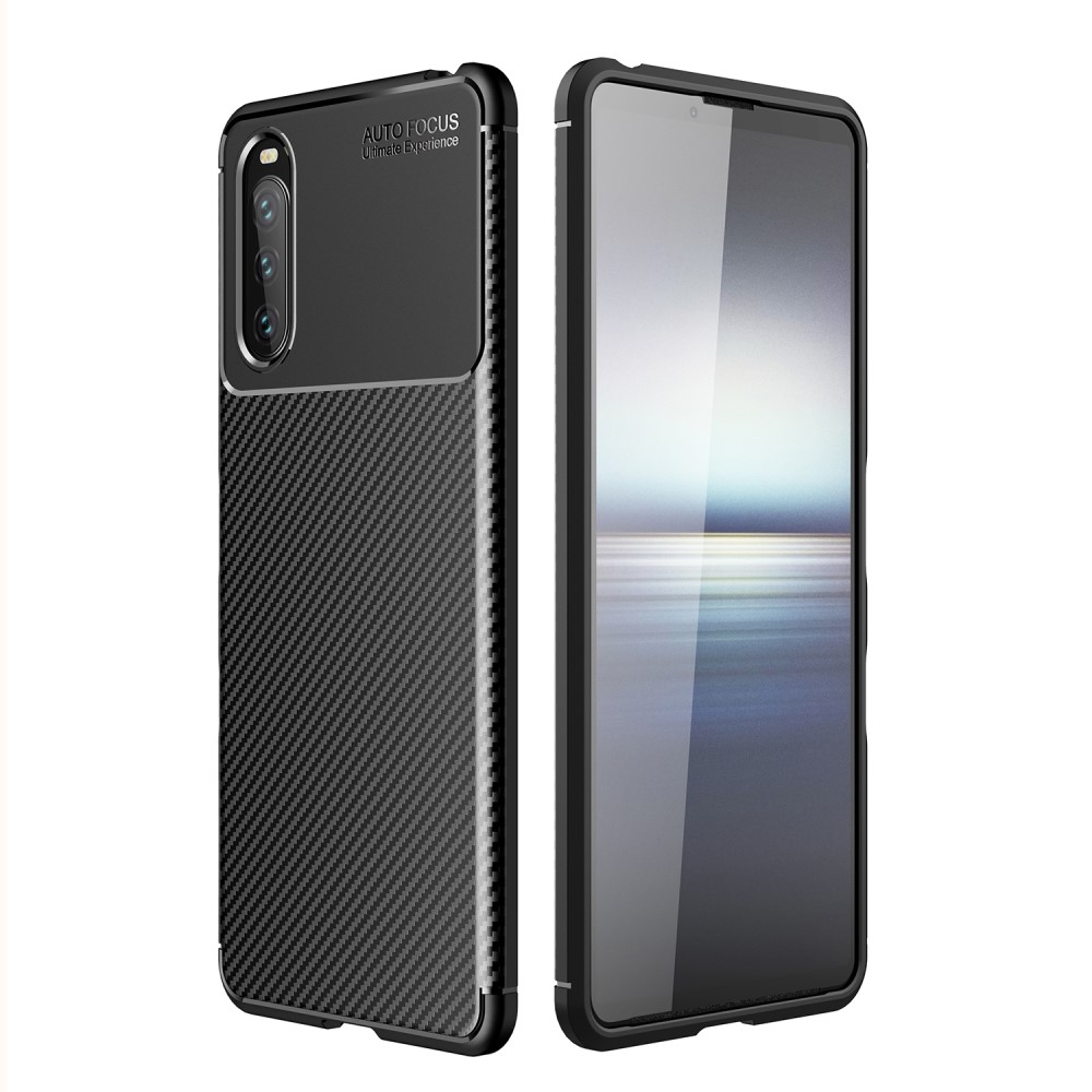  Sony Xperia 10 III - Kolfiber Textur Skal - Svart