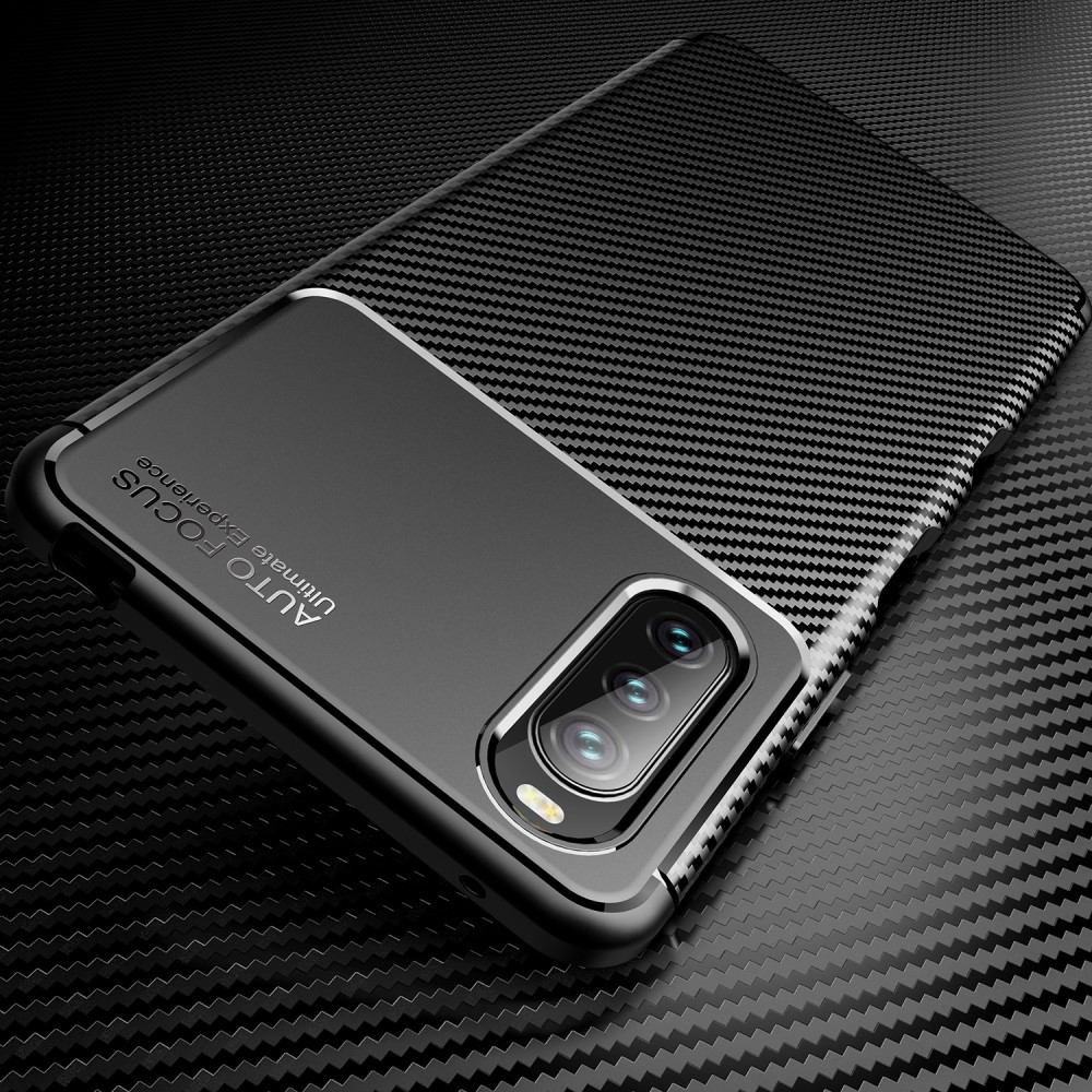  Sony Xperia 10 III - Kolfiber Textur Skal - Svart