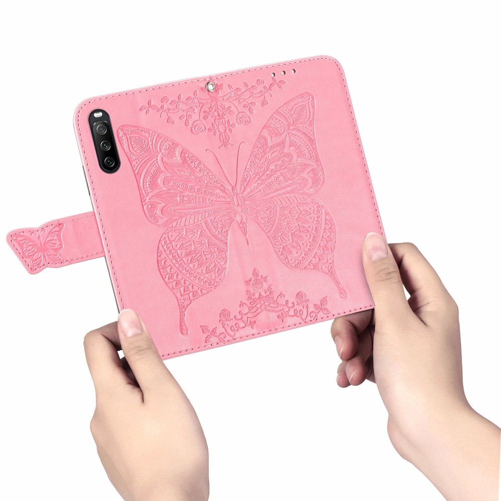  Sony Xperia 10 III - Butterfly Läder Fodral - Rosa