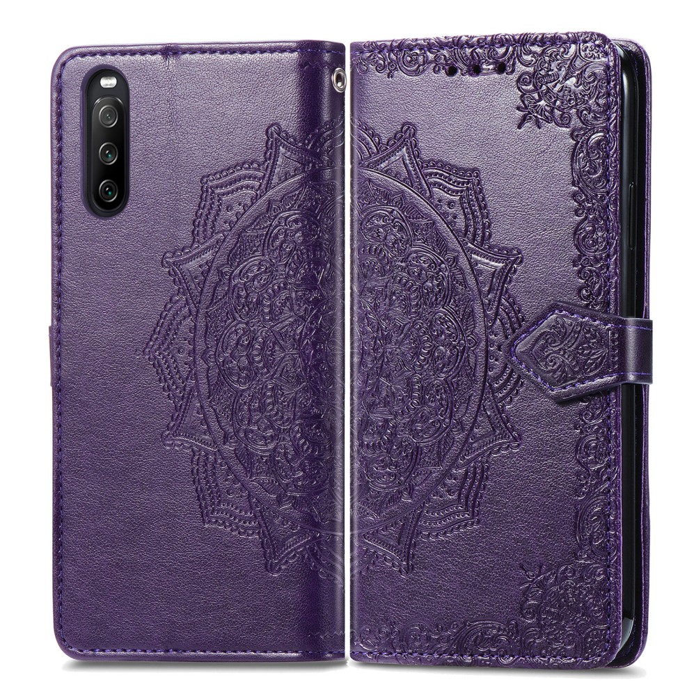  Sony Xperia 10 III - Mandala Läder Fodral - Lila
