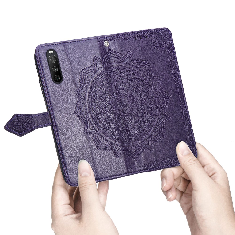  Sony Xperia 10 III - Mandala Läder Fodral - Lila