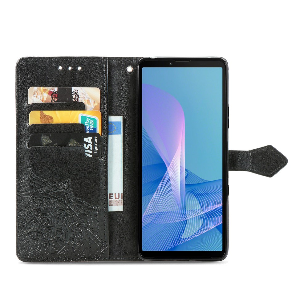  Sony Xperia 10 III - Mandala Läder Fodral - Svart