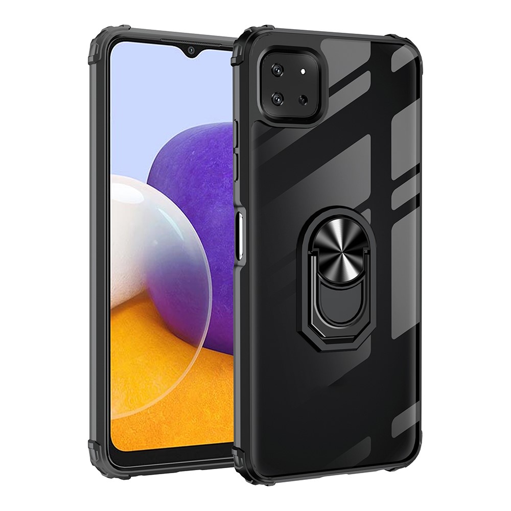  Samsung Galaxy A22 5G - Shockproof Hybrid Ring Skal - Svart
