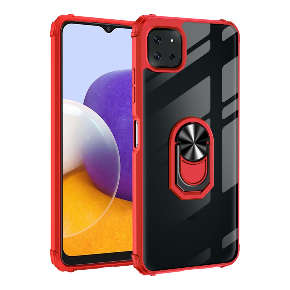  Samsung Galaxy A22 5G - Shockproof Hybrid Ring Skal - Röd
