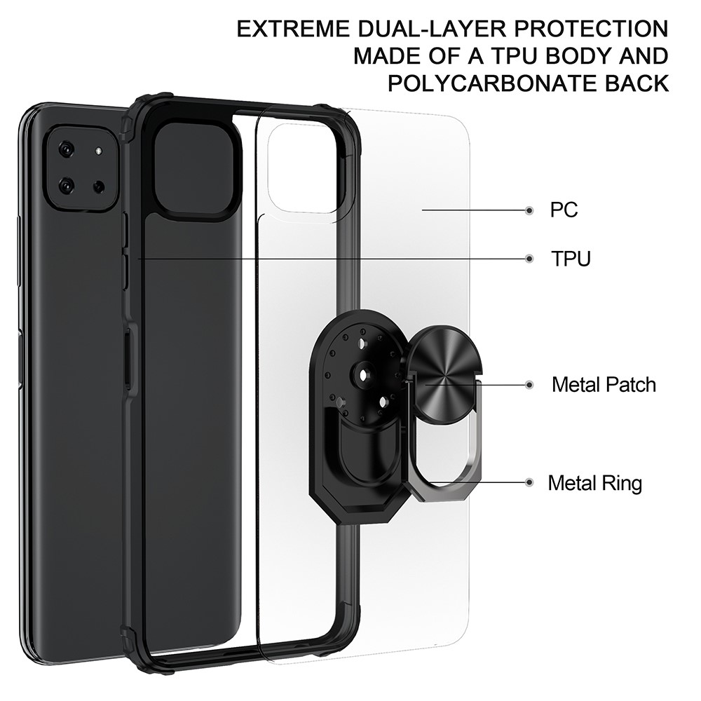  Samsung Galaxy A22 5G - Shockproof Hybrid Ring Skal - Röd